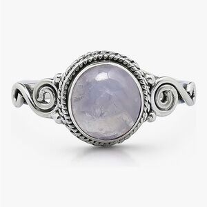 925 sterling  silver round moonstone ring size 8